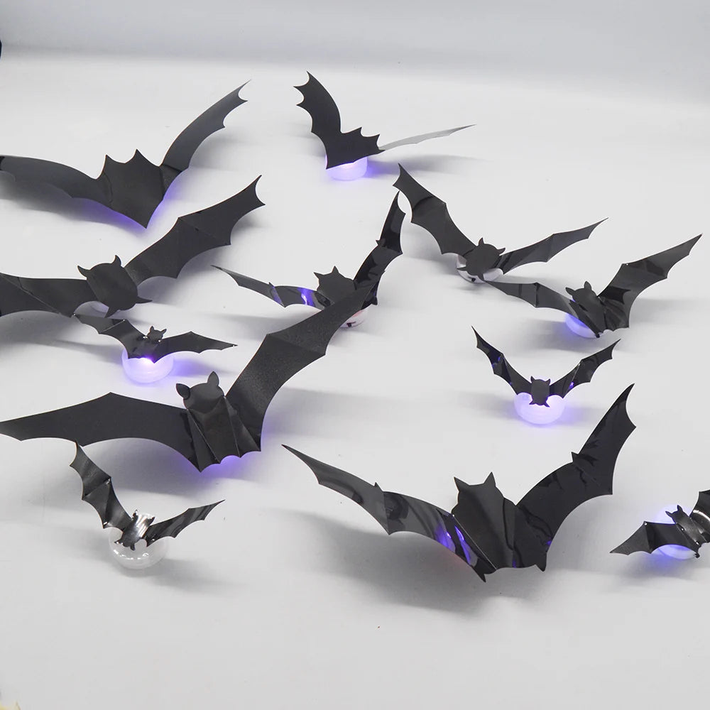 Bat Wall Stickers 3D LED Glow Residue-Free Adhesive