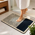 Bath Mat Abstract Pattern Plush Anti-Slip Machine Washable