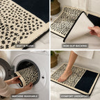 Bath Mat Abstract Pattern Plush Anti-Slip Machine Washable