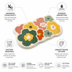 Bath Mat Floral Tufted Microfiber Absorbent Non-Slip