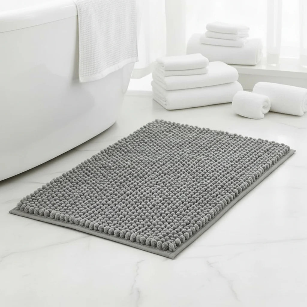 Bath Mat Microfiber Chenille Absorbent Non-Slip Backing