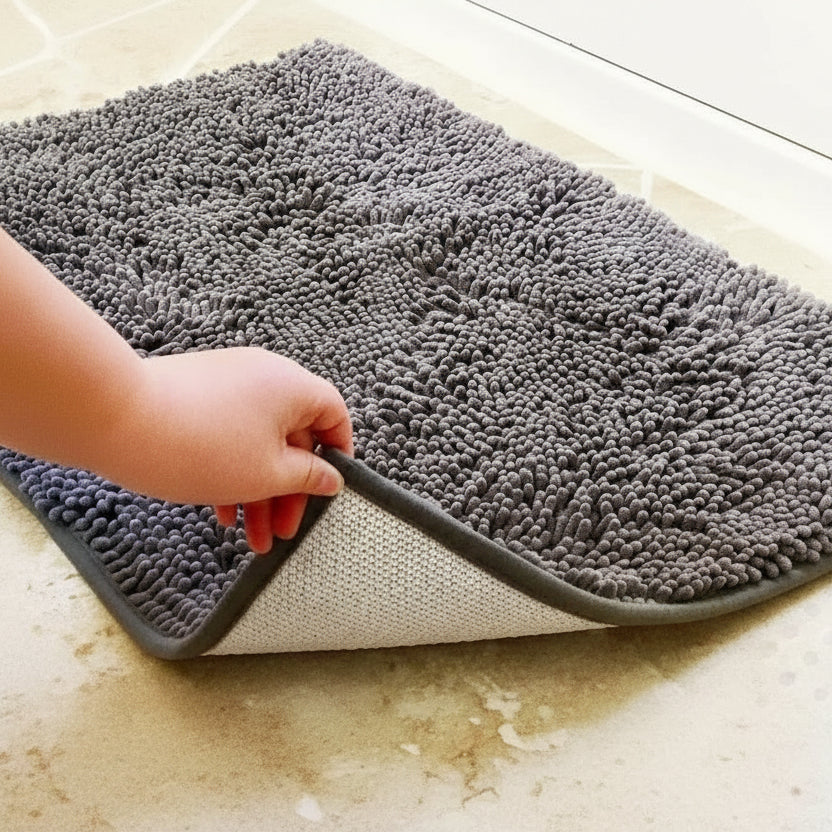 Bath Mat Microfiber Chenille Absorbent Non-Slip Backing