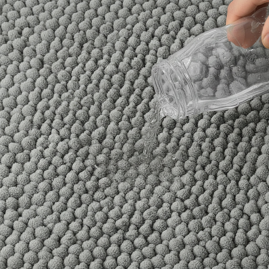 Bath Mat Microfiber Chenille Absorbent Non-Slip Backing