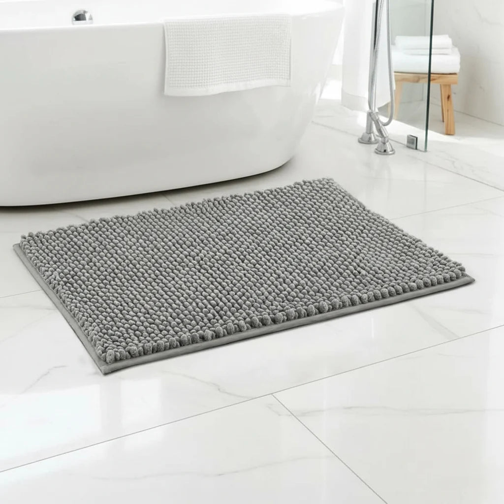 Bath Mat Microfiber Chenille Absorbent Non-Slip Backing
