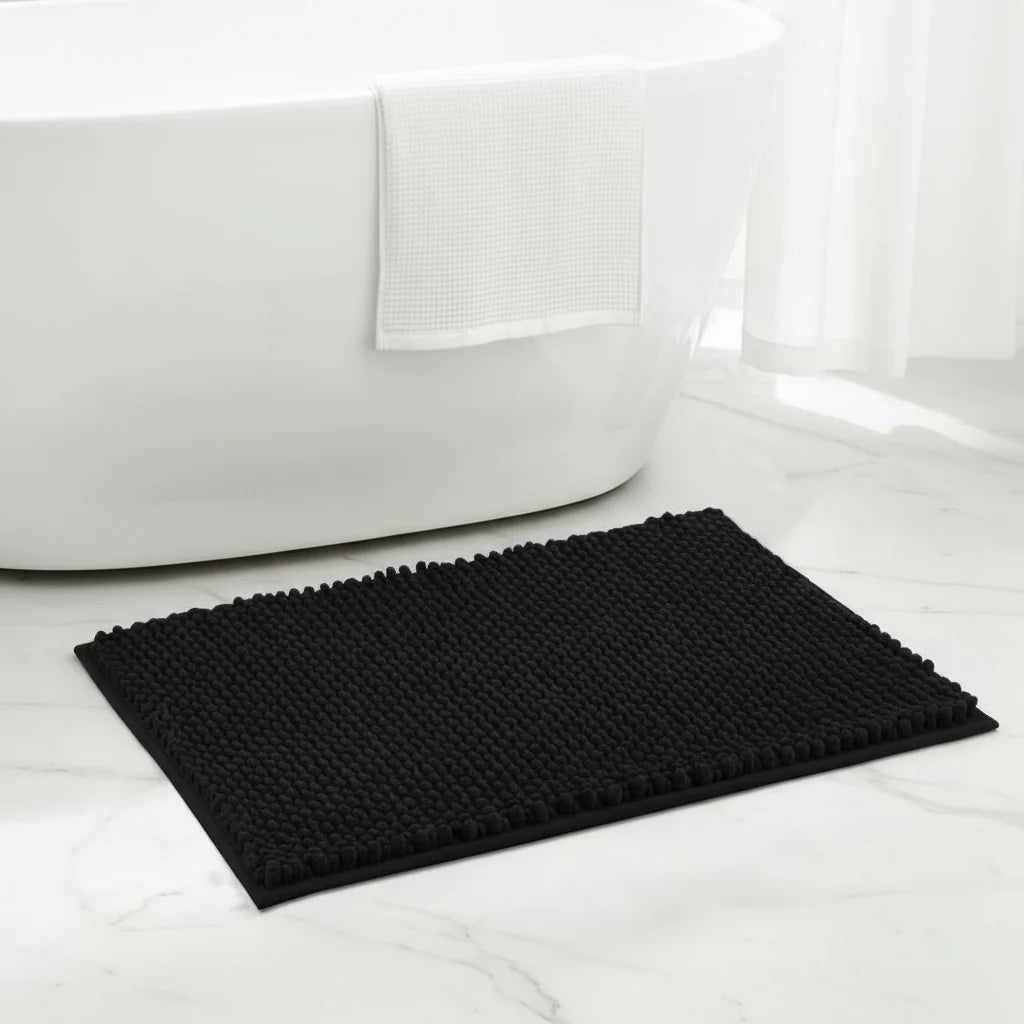Bath Mat Microfiber Chenille Absorbent Non-Slip Backing