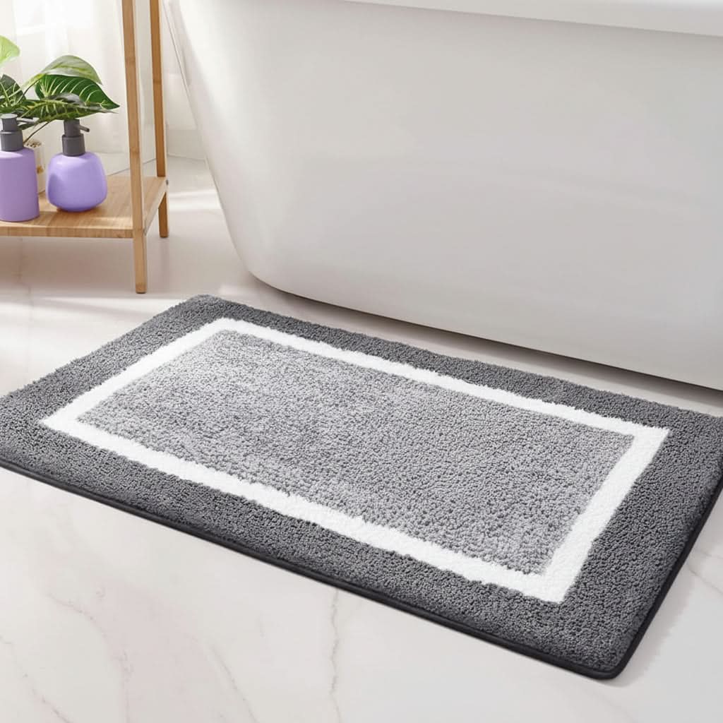 Bath Mat Plush Microfiber Non-Slip Machine Washable