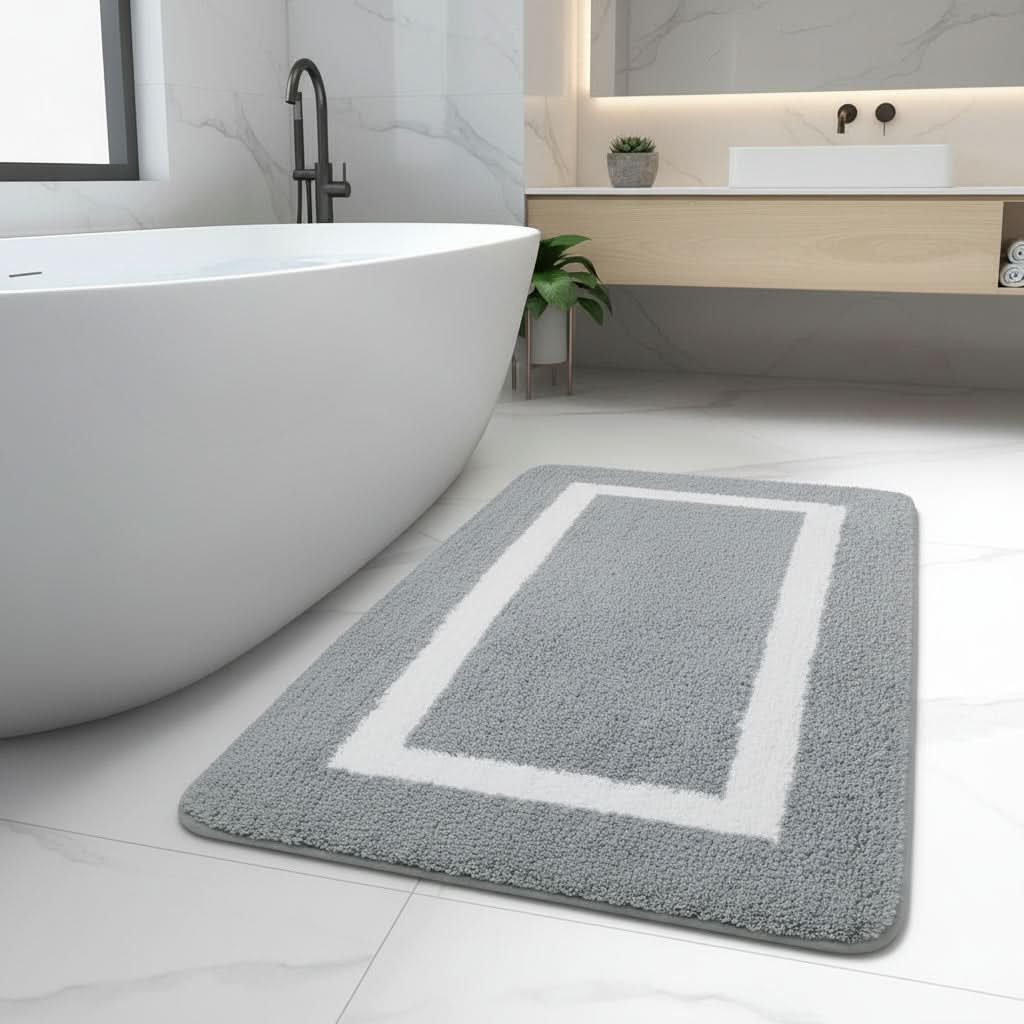 Bath Mat Plush Microfiber Non-Slip Machine Washable