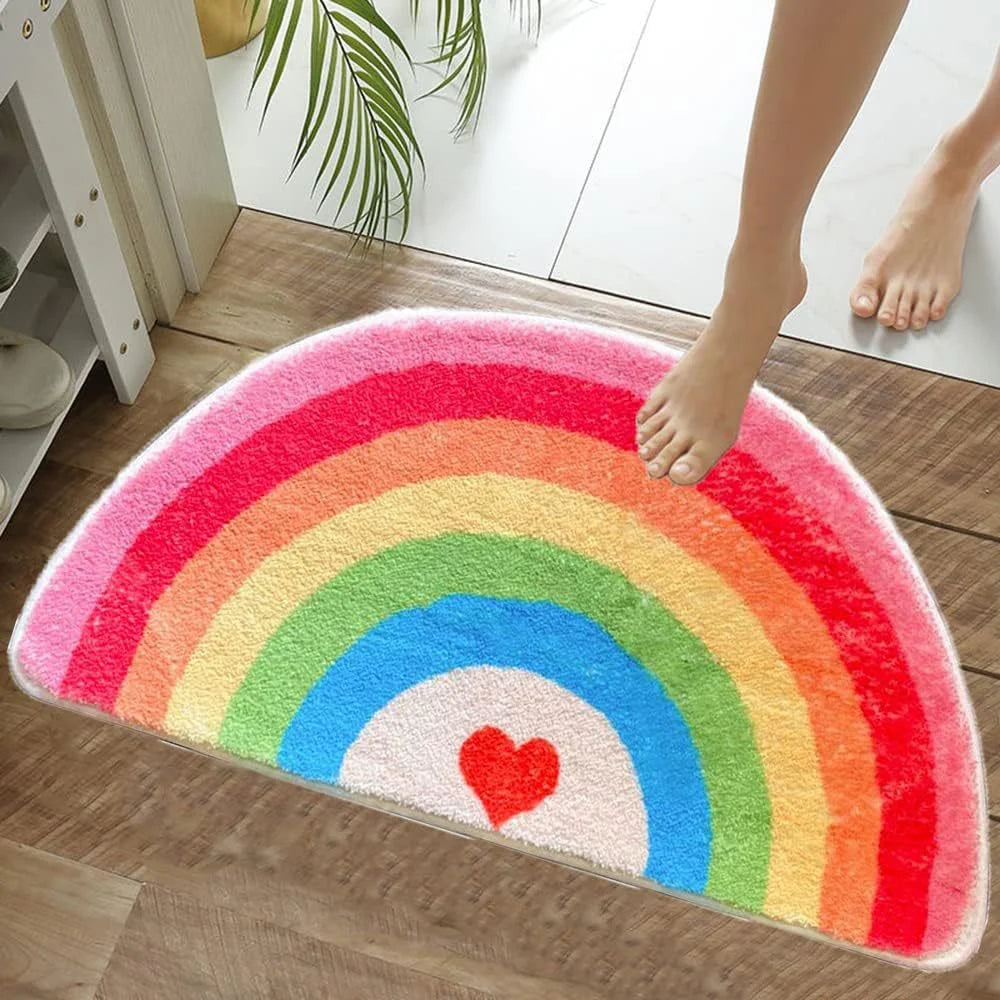 Bath Mat Plush Pumpkin Design Non-Slip Backing Machine Washable