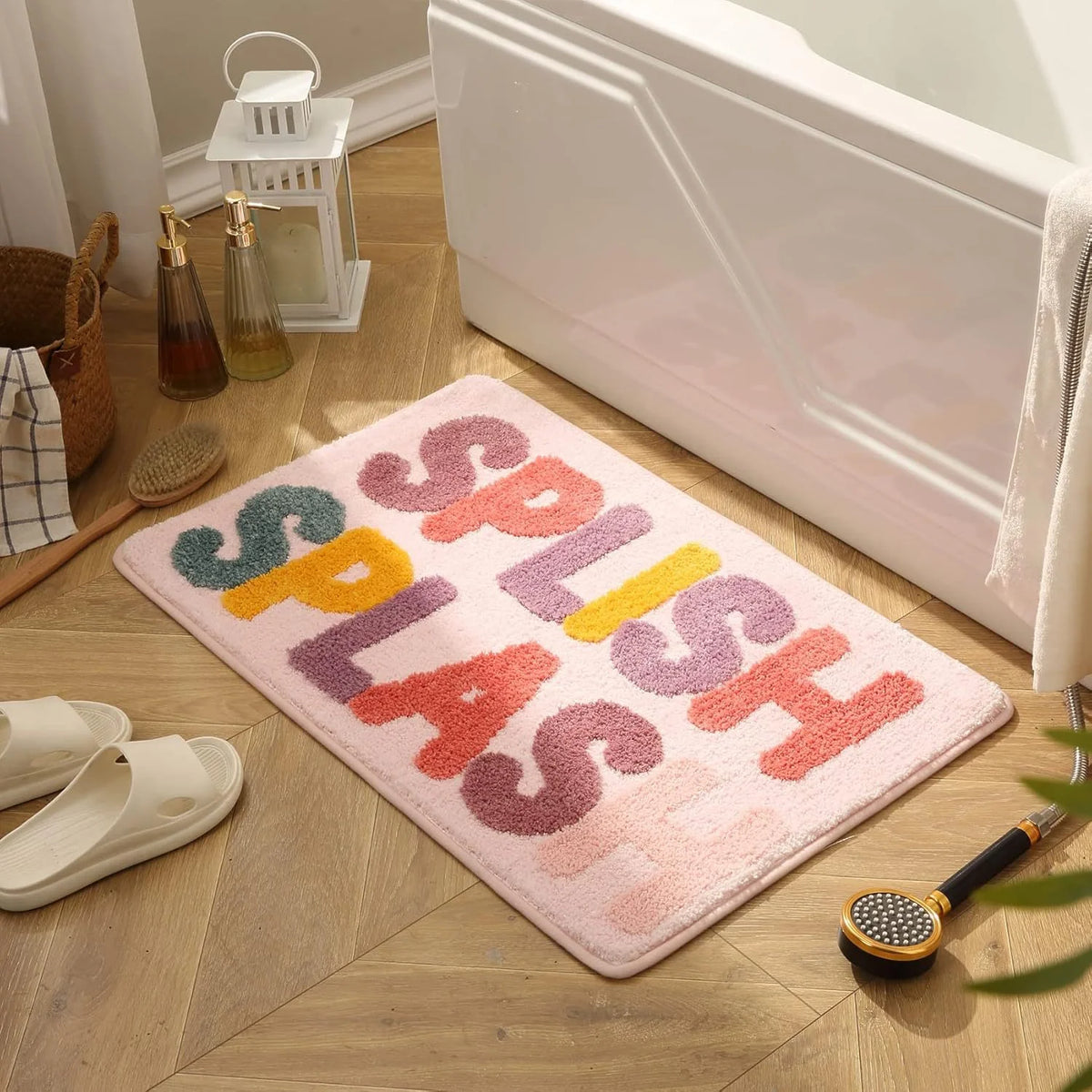 Bath Mat Plush Pumpkin Design Non-Slip Backing Machine Washable
