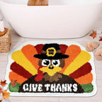 Bath Mat Plush Pumpkin Design Non-Slip Machine Washable