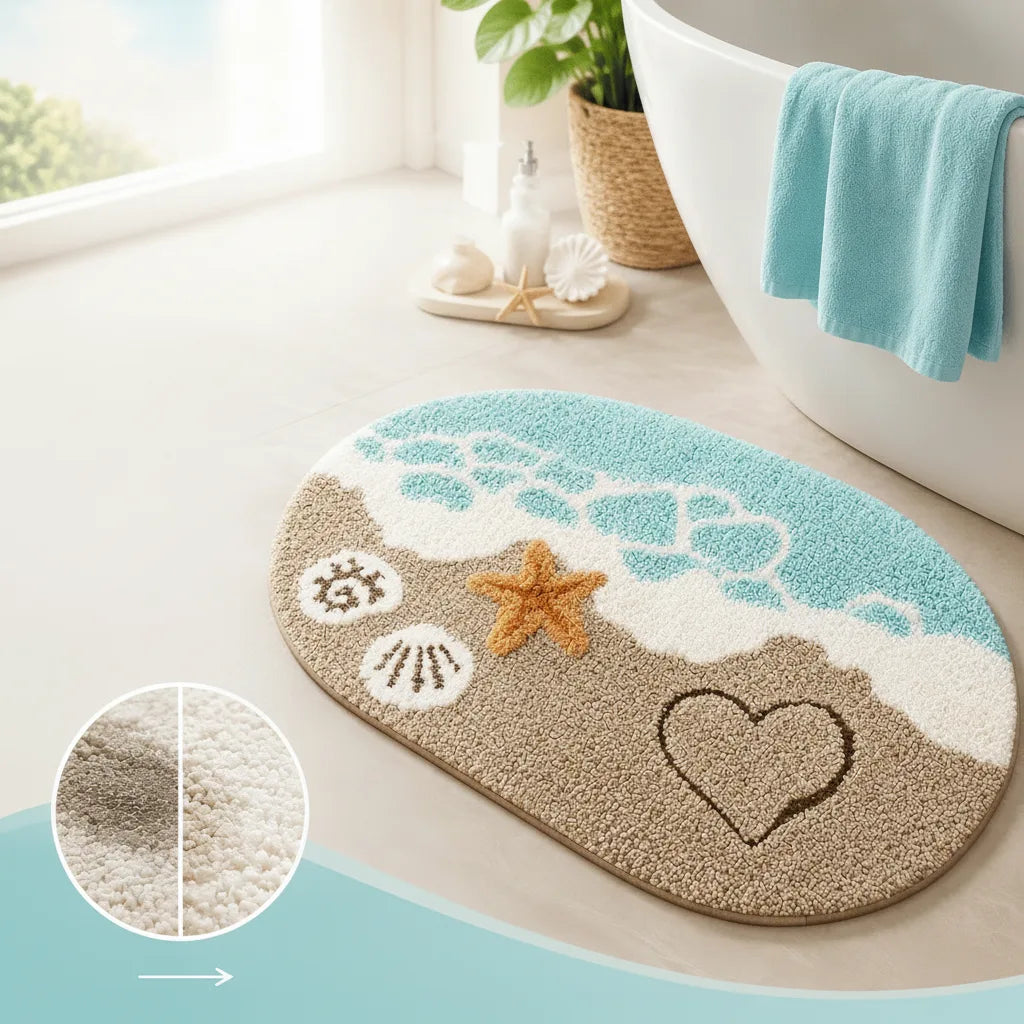Bath Mat Quick-Drying Microfiber Non-Slip TPE Backing