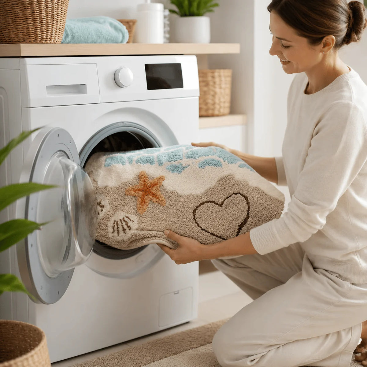Bath Mat Quick-Drying Microfiber Non-Slip TPE Backing