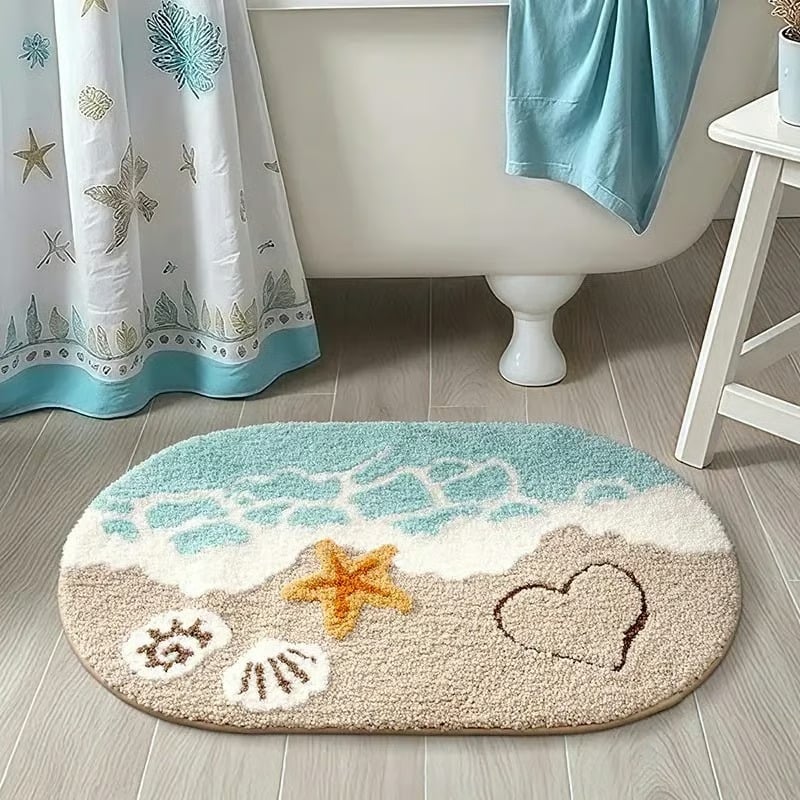 Bath Mat Quick-Drying Microfiber Non-Slip TPE Backing