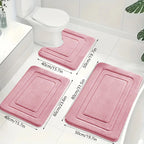 Bath Mat Set Memory Foam Non-Slip 3-Piece Set