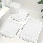 Bath Mat Set Memory Foam Non-Slip 3-Piece Set