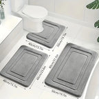 Bath Mat Set Memory Foam Non-Slip 3-Piece Set