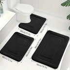 Bath Mat Set Memory Foam Non-Slip 3-Piece Set