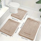 Bath Mat Set Memory Foam Non-Slip 3-Piece Set