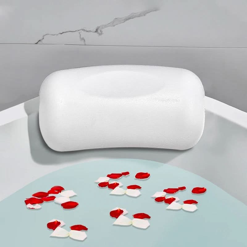 Bath Pillow Contoured Foam Non-Slip Suction Cups Water-Repellent Cover