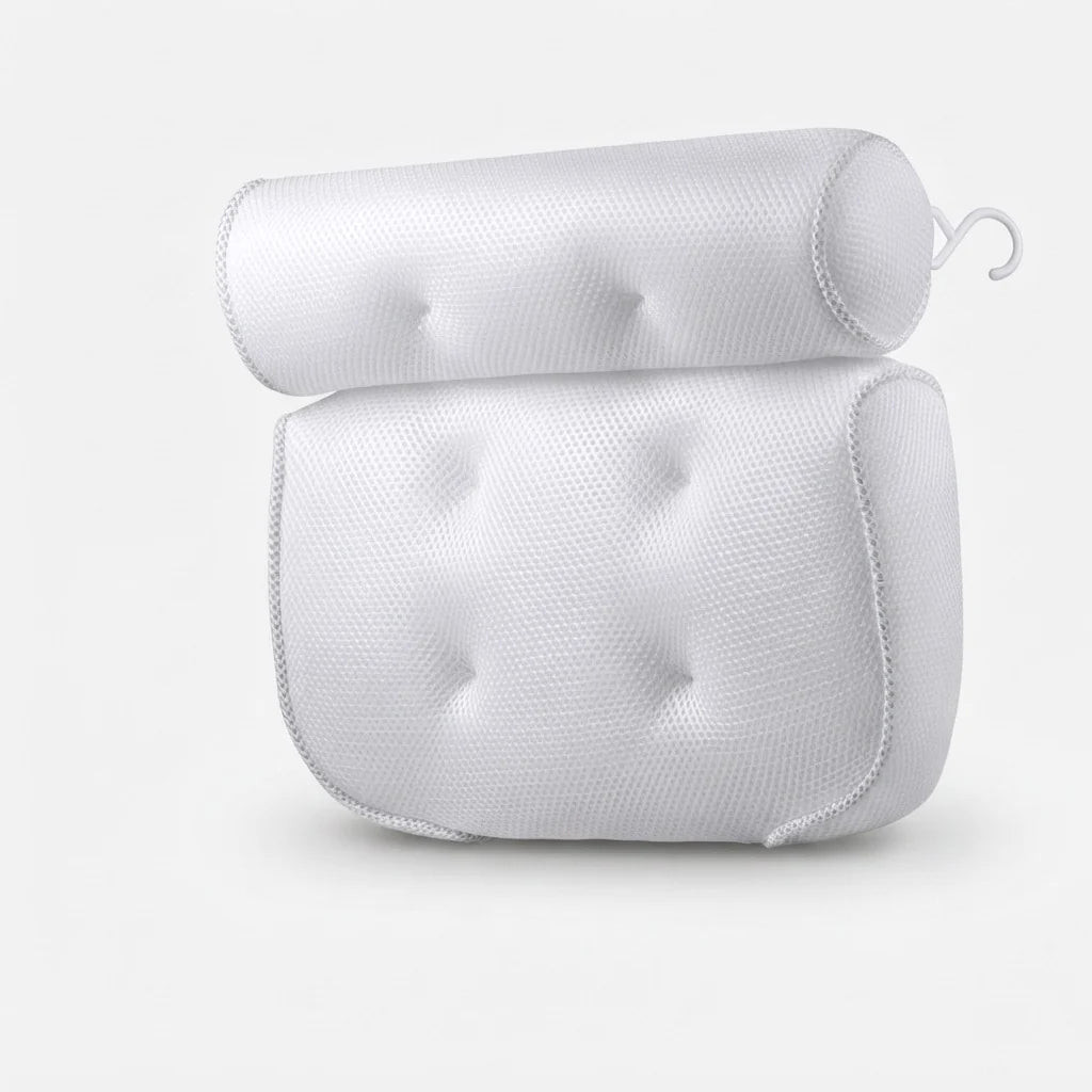 Bath Pillow Ergonomic Neck Support Quick-Dry Mesh Suction Cups