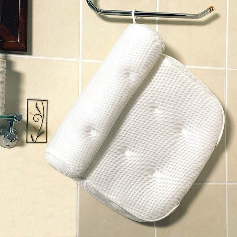 Bath Pillow Ergonomic Neck Support Quick-Dry Mesh Suction Cups
