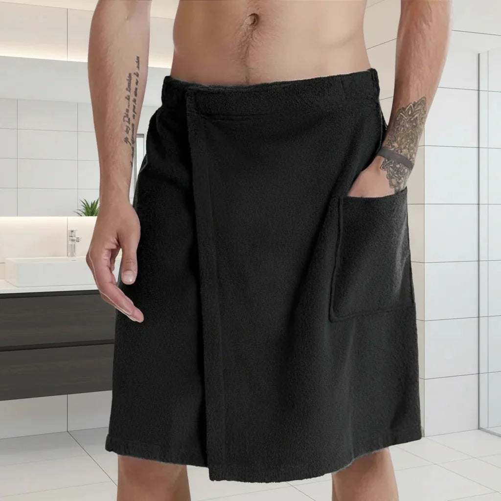 Bath Towel Wrap Coral Fleece & Elastic Waistband Built-In Pocket