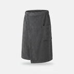 Bath Towel Wrap Coral Fleece & Elastic Waistband Built-In Pocket