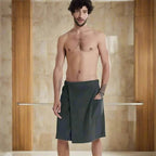 Bath Towel Wrap Coral Fleece & Elastic Waistband Built-In Pocket