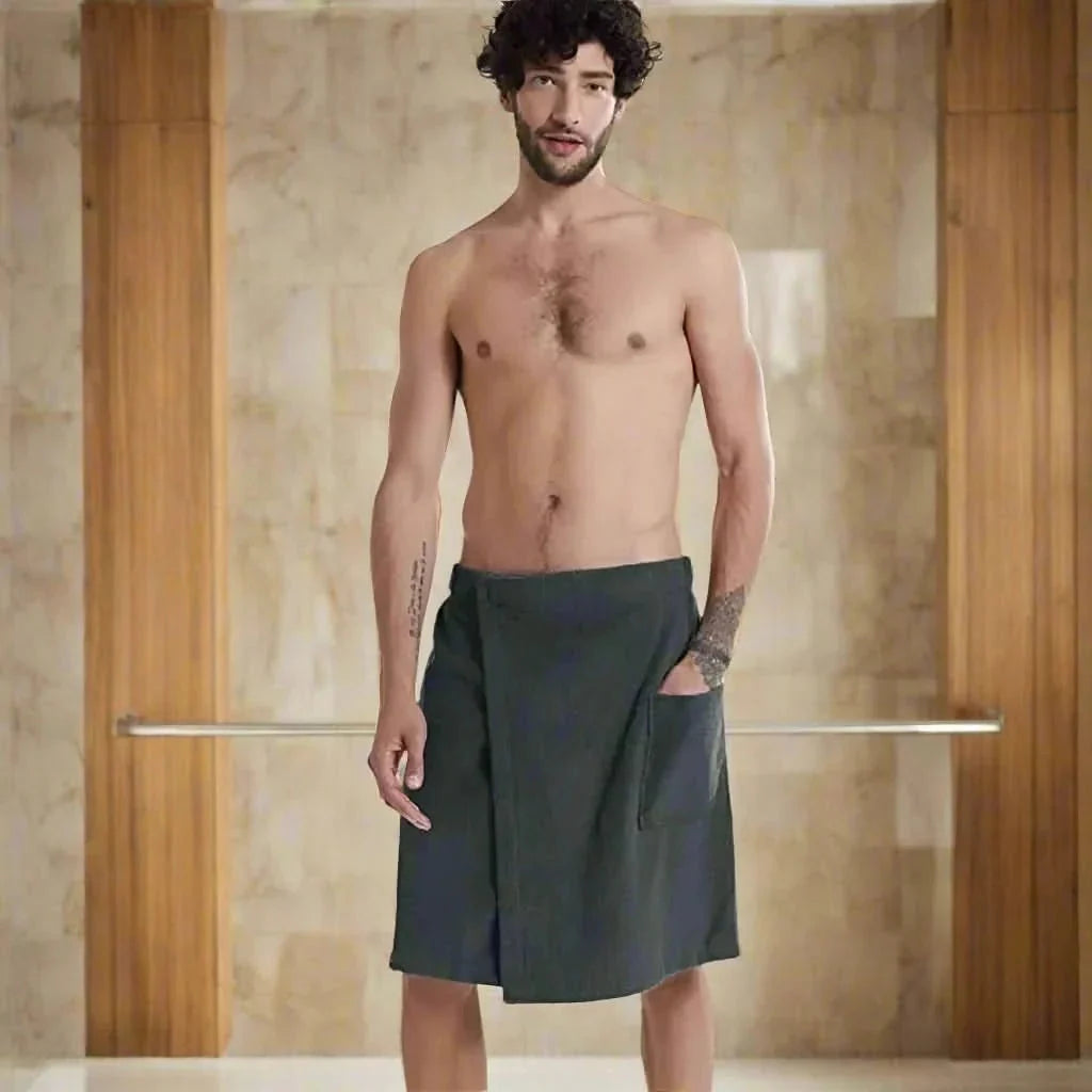 Bath Towel Wrap Coral Fleece & Elastic Waistband Built-In Pocket
