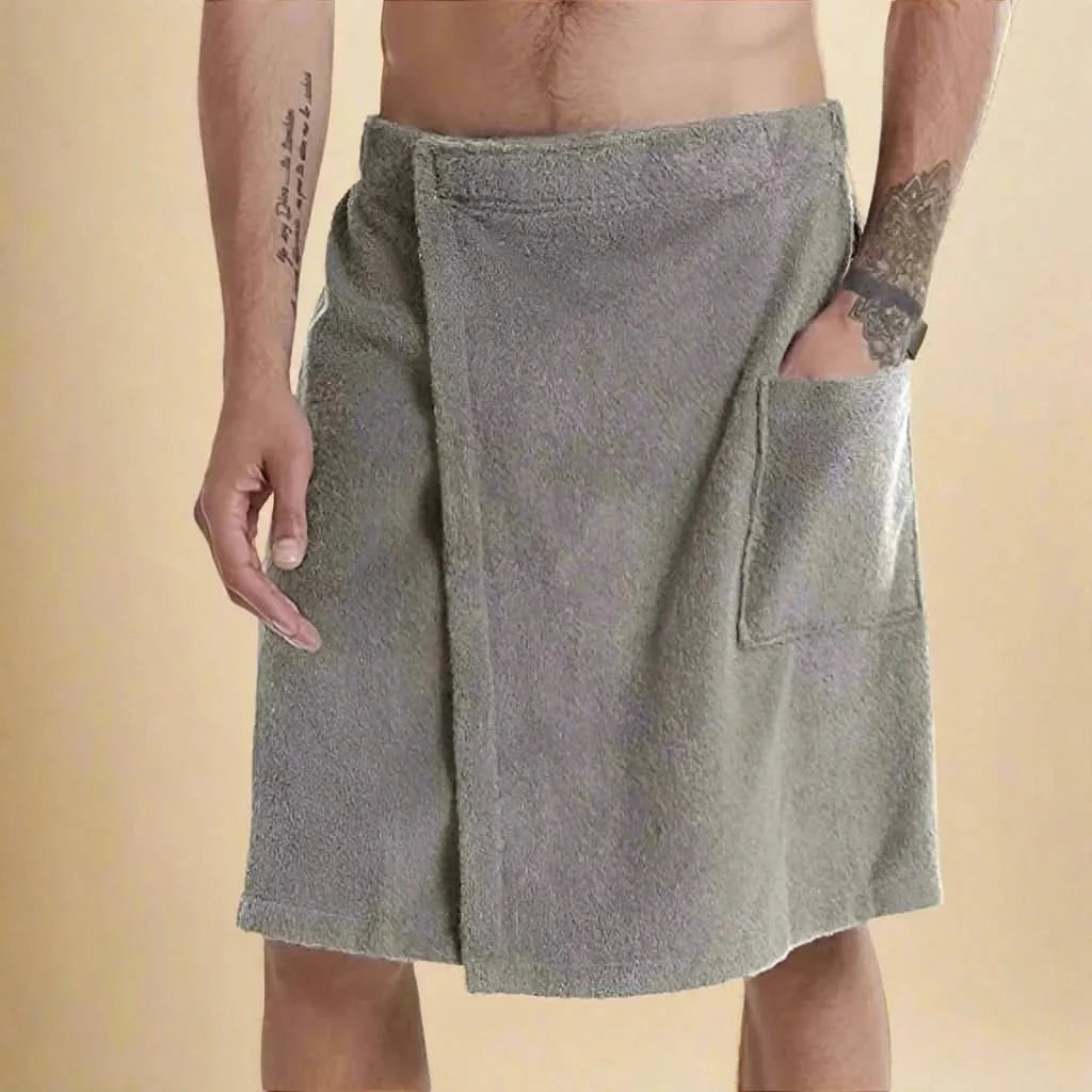Bath Towel Wrap Coral Fleece & Elastic Waistband Built-In Pocket
