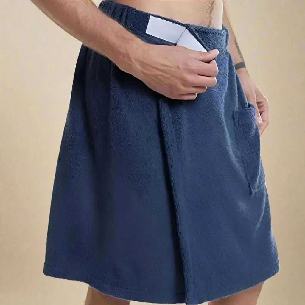 Bath Towel Wrap Coral Fleece & Elastic Waistband Built-In Pocket