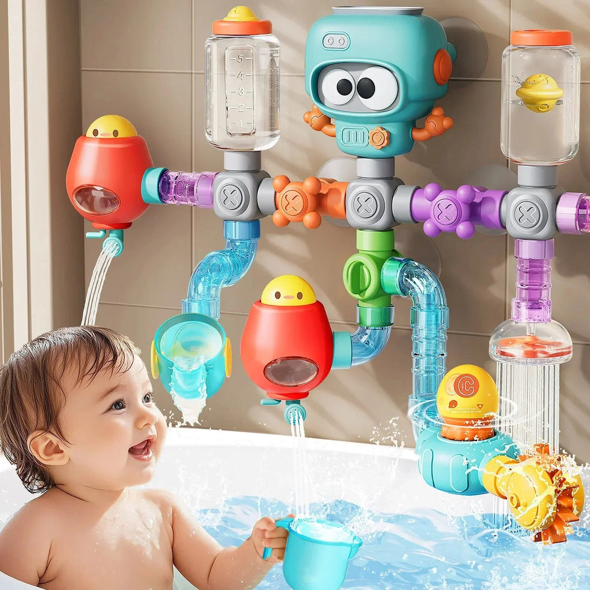 Bath Toy Set 21-Piece Interactive Pipe & Valve