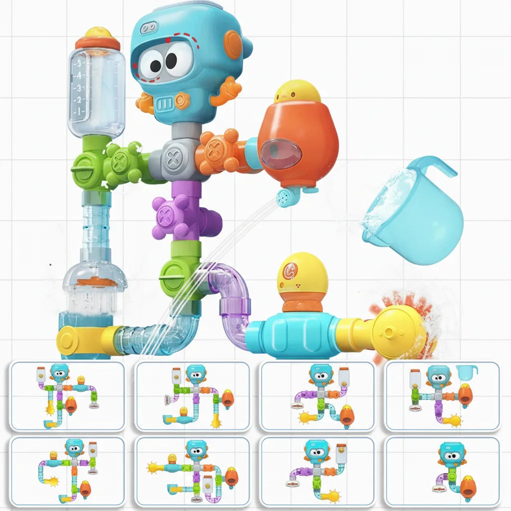 Bath Toy Set 21-Piece Interactive Pipe & Valve