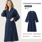 Bathrobe Cotton Blend Lightweight Waffle Weave Adjustable Belt