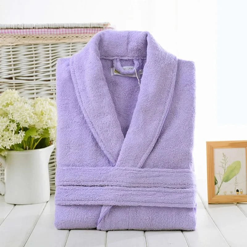 Bathrobe Cotton Terry Soft & Absorbent Unisex Loose Fit
