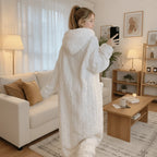 Bathrobe Soft Hooded Long Sleeve With Side Pockets