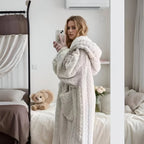 Bathrobe Soft Hooded Long Sleeve With Side Pockets