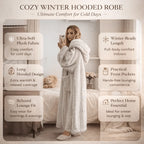 Bathrobe Soft Hooded Long Sleeve With Side Pockets