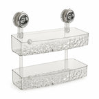 Bathroom Corner Shelf No-Drill Suction Cup Mount Two-Tier Drainage