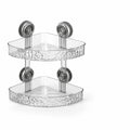 Bathroom Corner Shelf No-Drill Suction Cup Mount Two-Tier Drainage