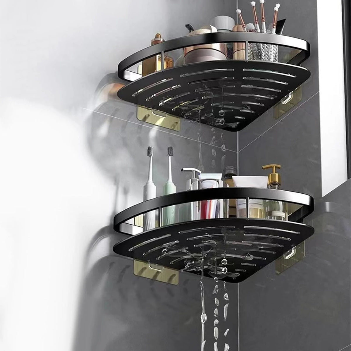 Bathroom Corner Shelf Self-Adhesive Aluminum Set of 2