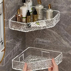 Bathroom Corner Shelf Wall-Mounted Water-Resistant Glacier Texture