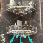 Bathroom Corner Shelf Wall-Mounted Water-Resistant Glacier Texture