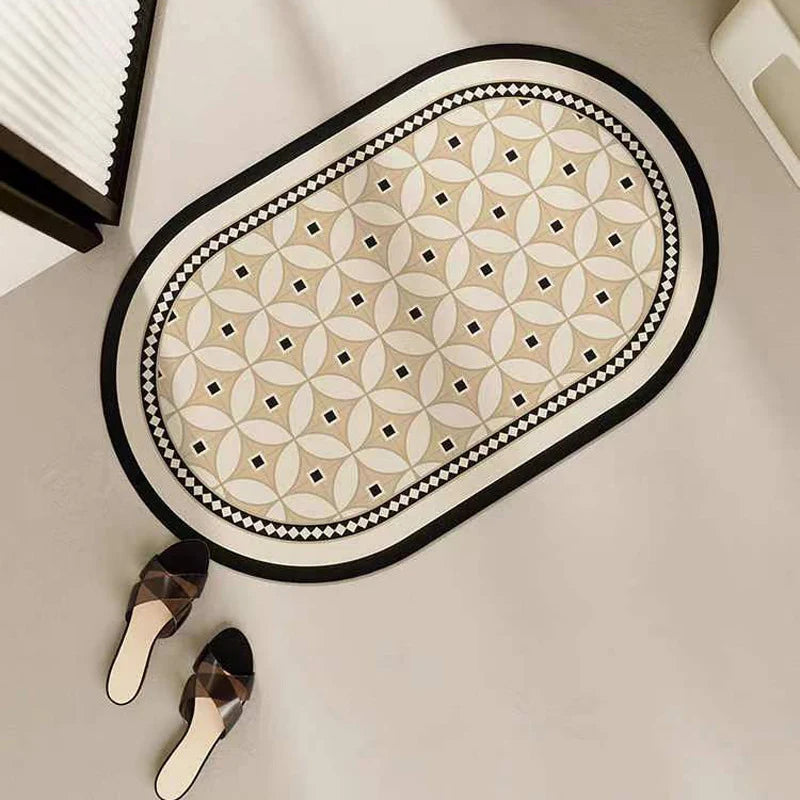 Bathroom Mat Oval Quick-Drying Non-Slip Machine-Washable