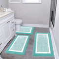 Bathroom Mat Set Plush Highly Absorbent Machine Washable