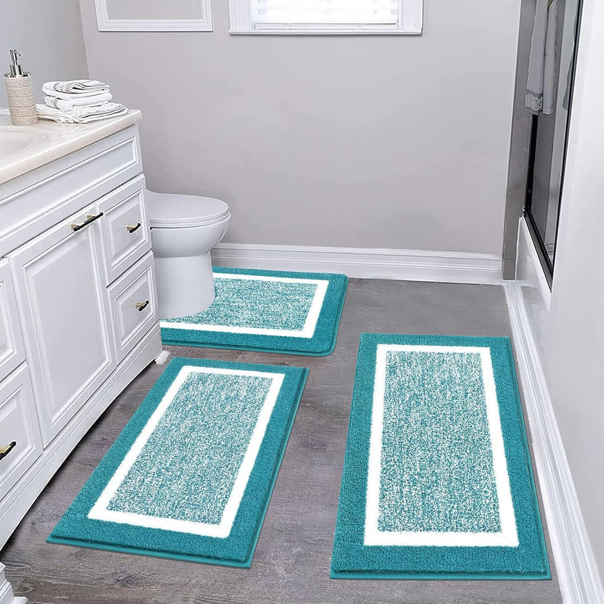 Bathroom Mat Set Plush Highly Absorbent Machine Washable