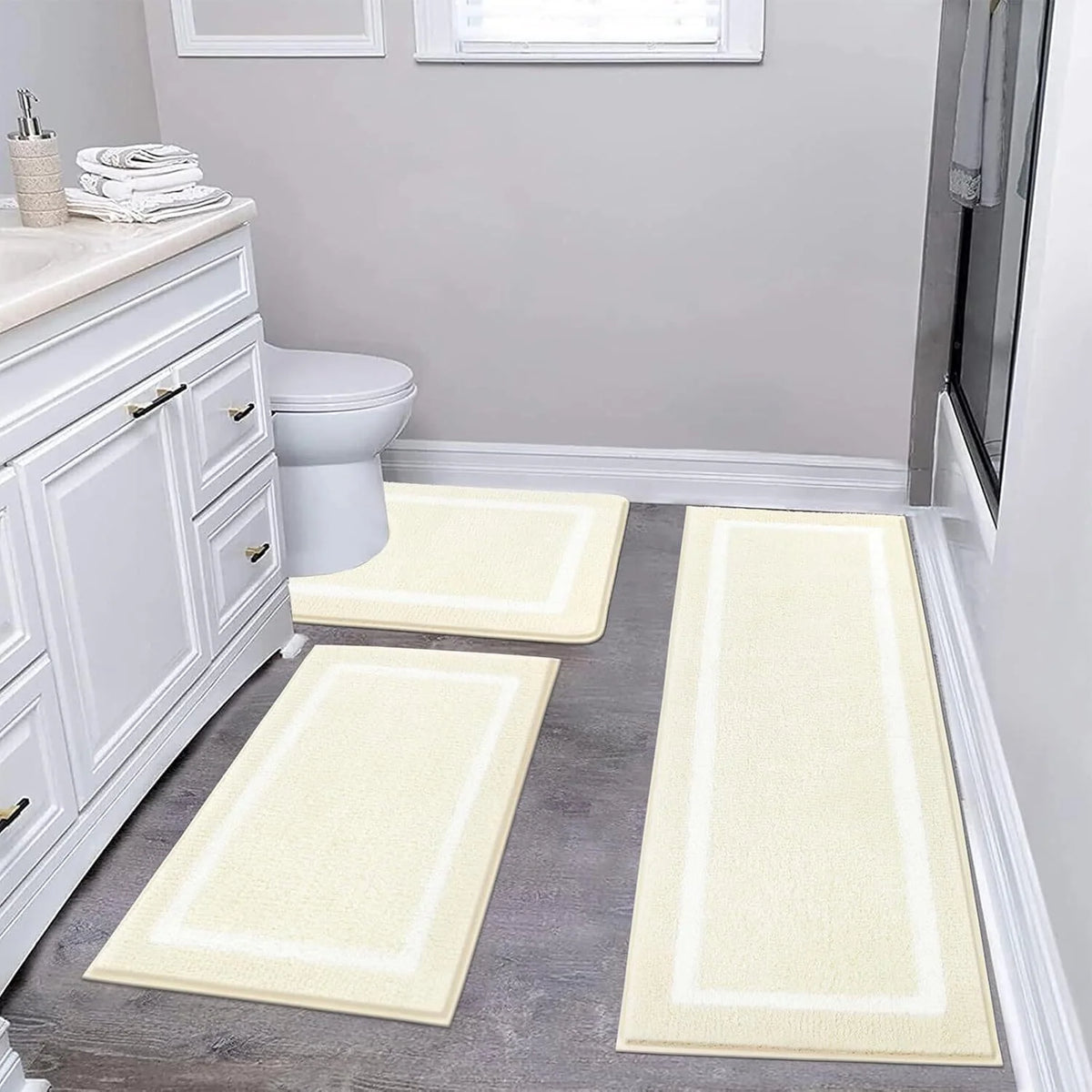 Bathroom Mat Set Plush Highly Absorbent Machine Washable
