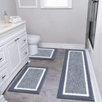 Bathroom Mat Set Plush Highly Absorbent Machine Washable