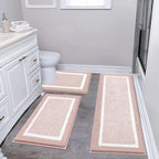 Bathroom Mat Set Plush Highly Absorbent Machine Washable