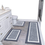 Bathroom Mat Set Plush Highly Absorbent Machine Washable